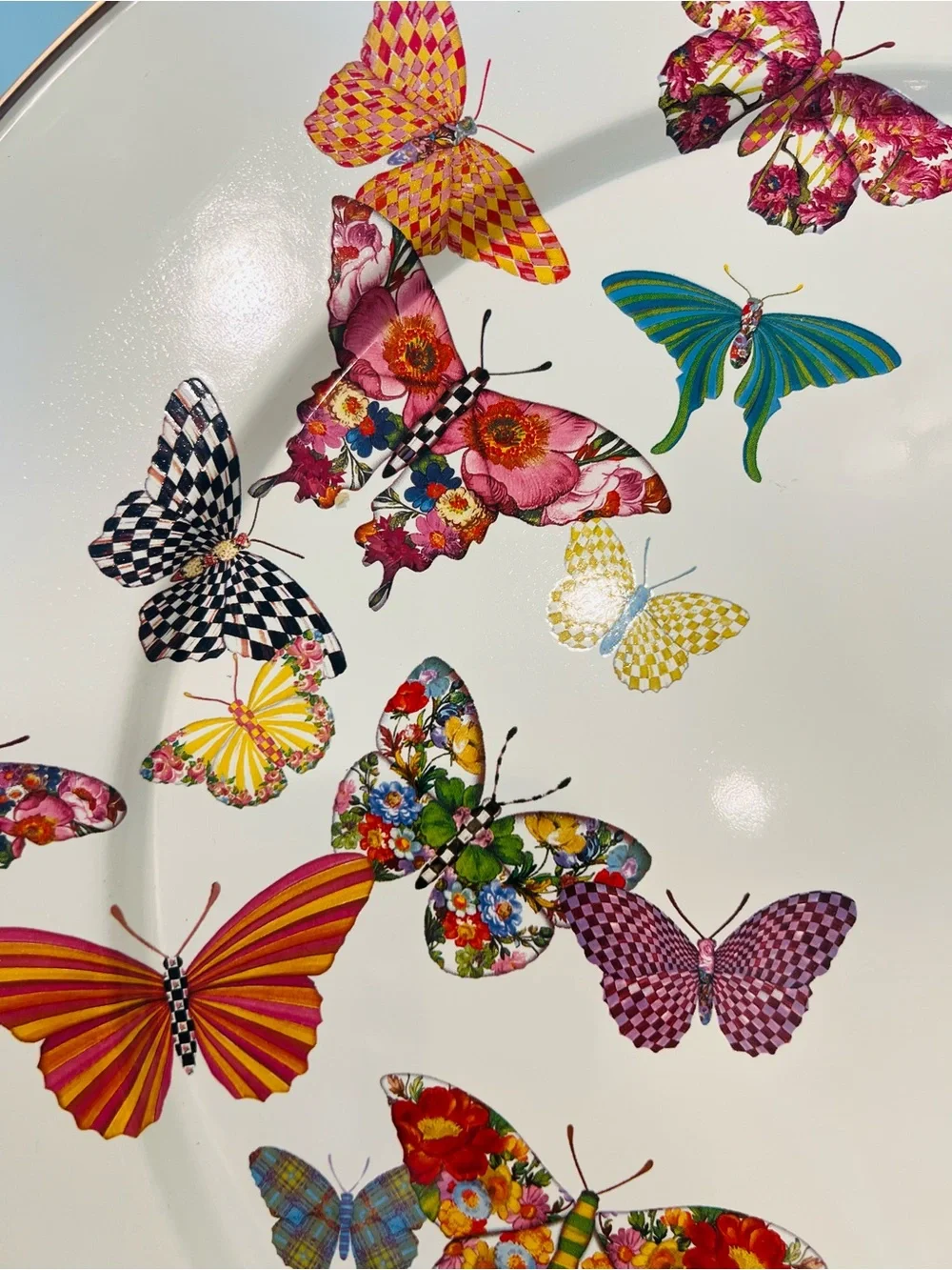 MacKenzie-Childs Butterfly Garden 16” Enamel Serving Platter Retired Rare - Picture 4 of 5
